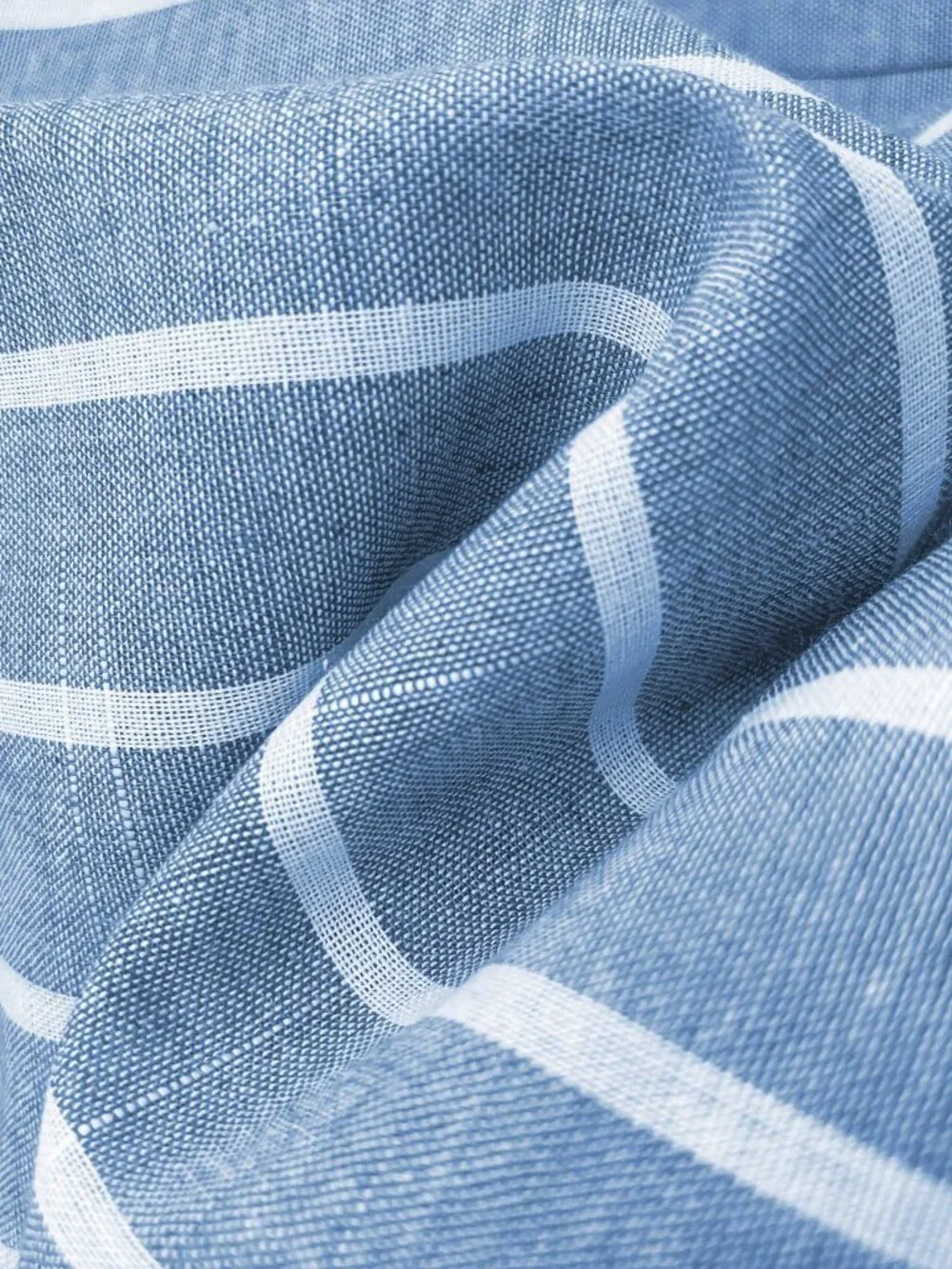 Blue And White Casual Women's Cotton Elastic Waistband Trousers